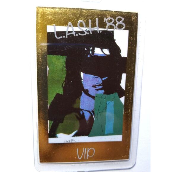 Andy Warhol Designed Mick Jagger Backstage Pass from the 1988 Lash Tour VIP Gold - Picture 1 of 5